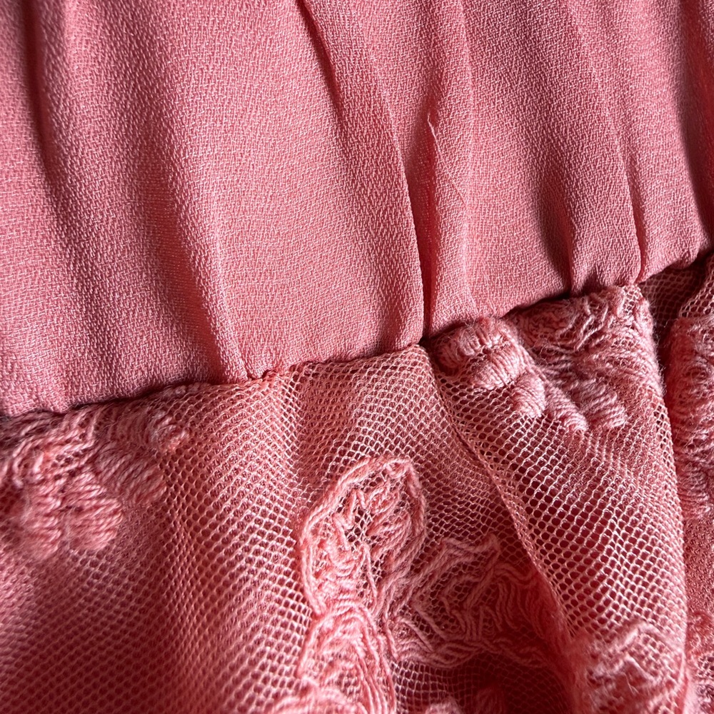 🍑 NWOT Entro Peach/Coral Lace Maxi Dress w/ lined Shorts - Picture 9 of 15